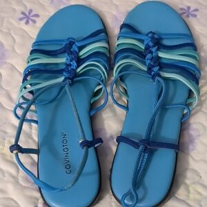 Covington Blue Sandals with T-Strap Design
